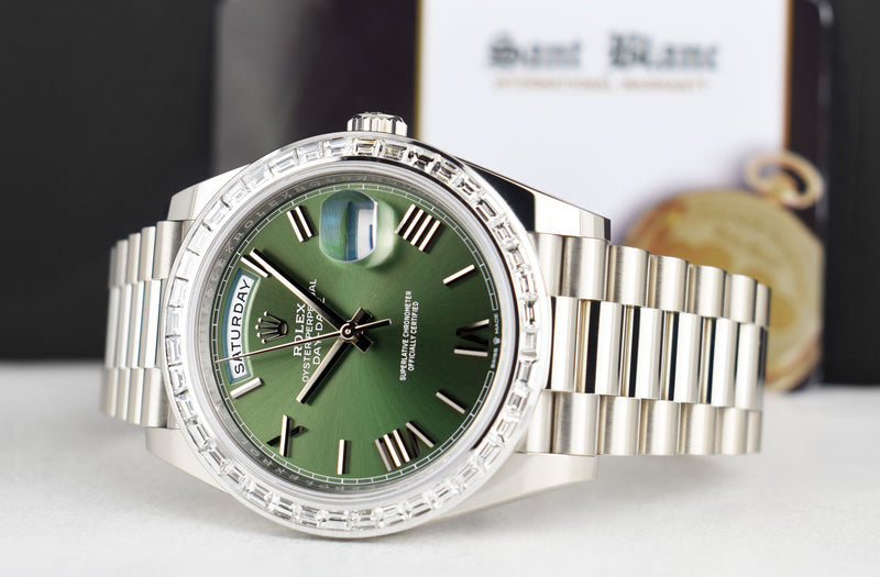 ROLEX White Gold Day Date 40 President Custom Diamond Bezel Model 228239