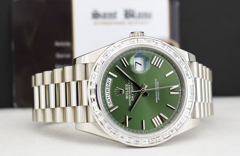 ROLEX White Gold Day Date 40 President Custom Diamond Bezel Model 228239