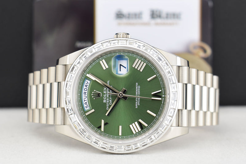 ROLEX White Gold Day Date 40 President Custom Diamond Bezel Model 228239