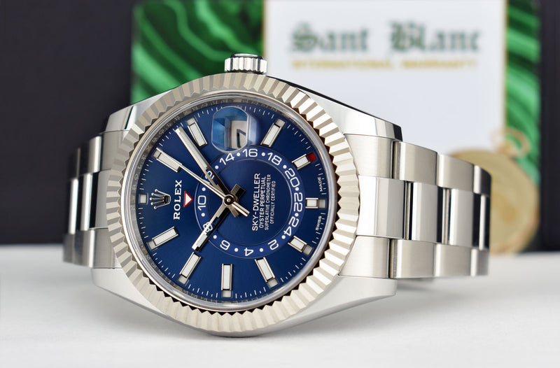 ROLEX 18kt White Gold & Stainless Steel Sky Dweller Blue Dial Model 326934