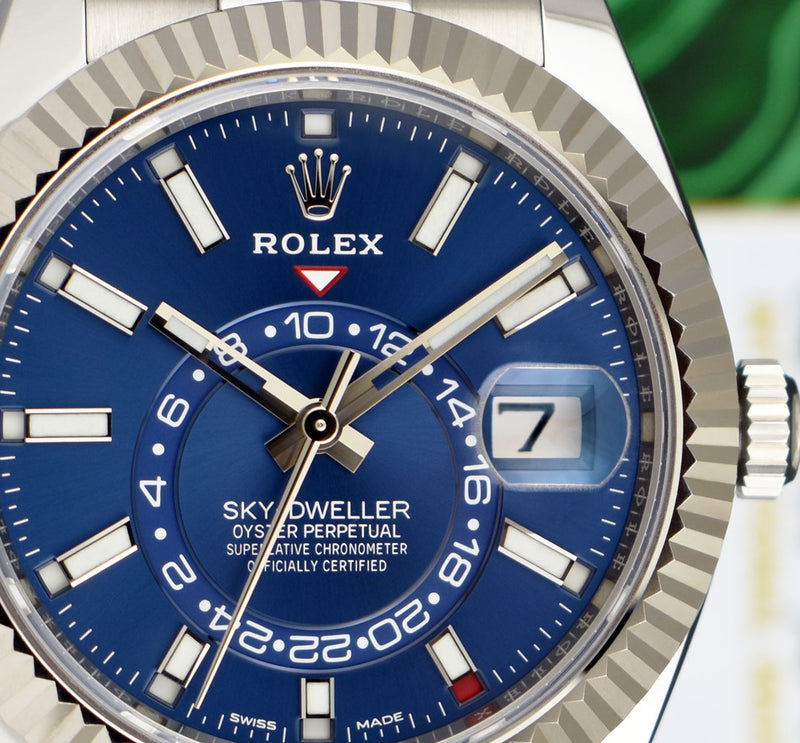 ROLEX 18kt White Gold & Stainless Steel Sky Dweller Blue Dial Model 326934