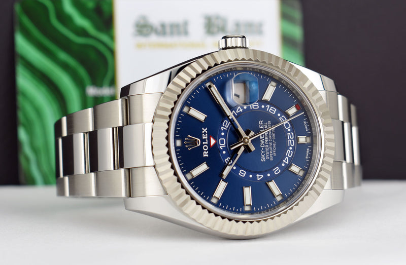 ROLEX 18kt White Gold & Stainless Steel Sky Dweller Blue Dial Model 326934