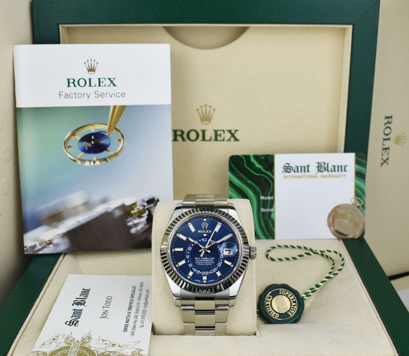 ROLEX 18kt White Gold & Stainless Steel Sky Dweller Blue Dial Model 326934