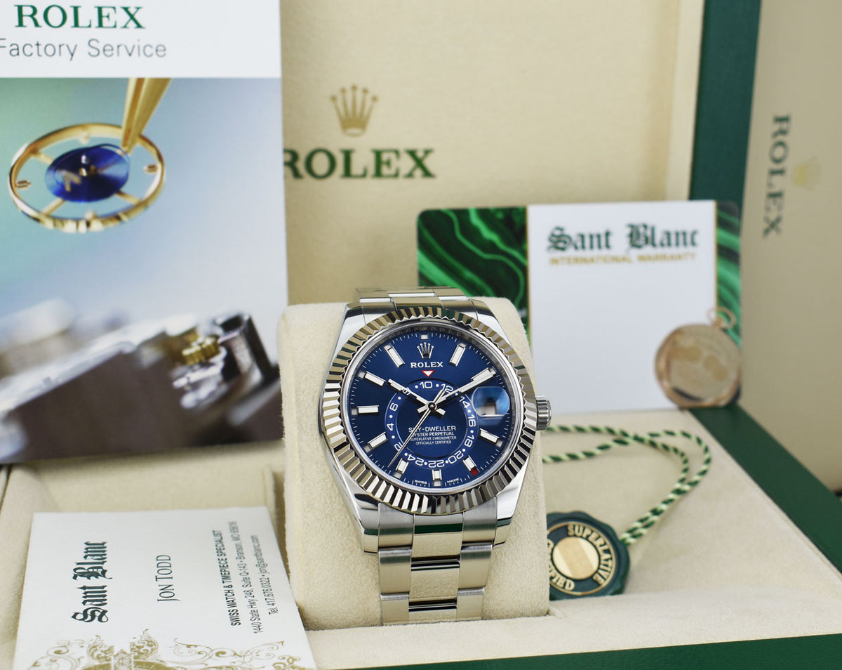 ROLEX 18kt White Gold & Stainless Steel Sky Dweller Blue Dial 