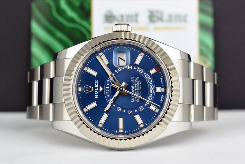 ROLEX 18kt White Gold & Stainless Steel Sky Dweller Blue Dial Model 326934