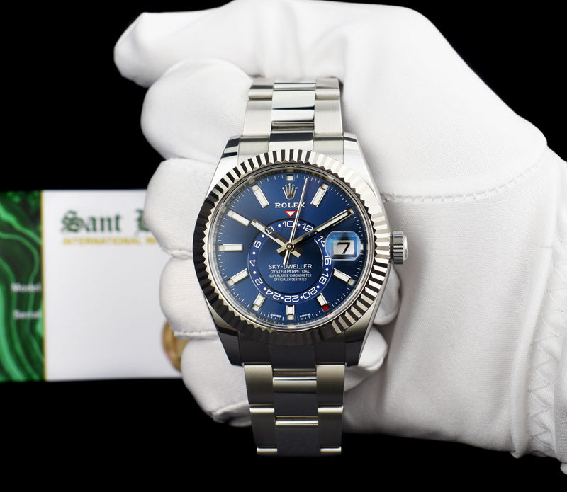 ROLEX 18kt White Gold & Stainless Steel Sky Dweller Blue Dial Model 326934