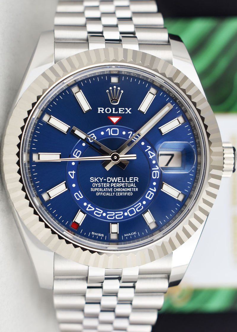 ROLEX 18kt White Gold & Stainless Steel Sky Dweller Blue Dial with Card Model 326934