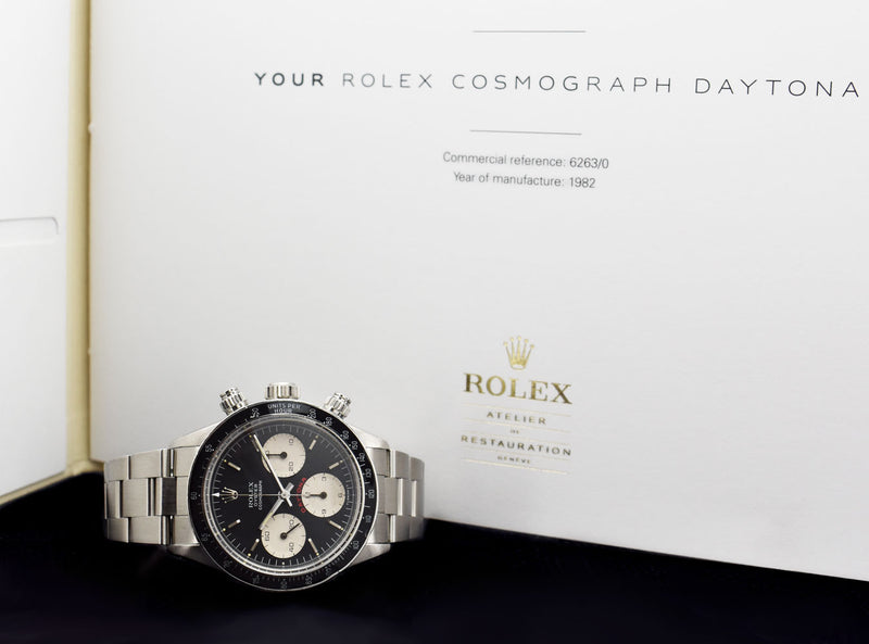 Rare Rolex Stainless Steel Daytona "Big Red" Reverse Panda Dial - Atelier Restoration - Model 6263