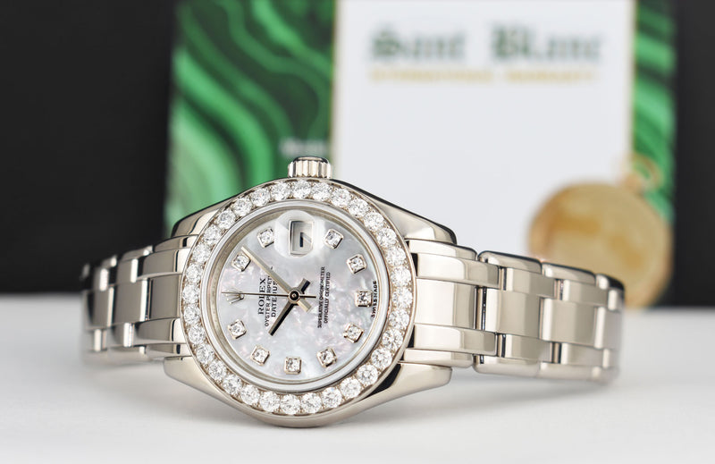 ROLEX Rehaut 29mm 18kt White Gold Masterpiece Mother of Pearl Diamond Model 80299