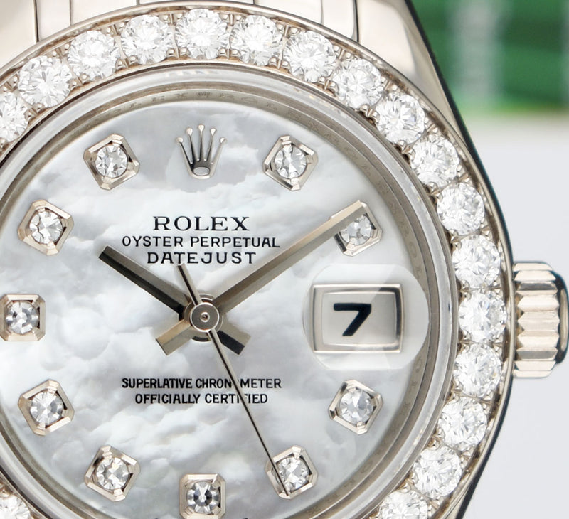 ROLEX Rehaut 29mm 18kt White Gold Masterpiece Mother of Pearl Diamond Model 80299