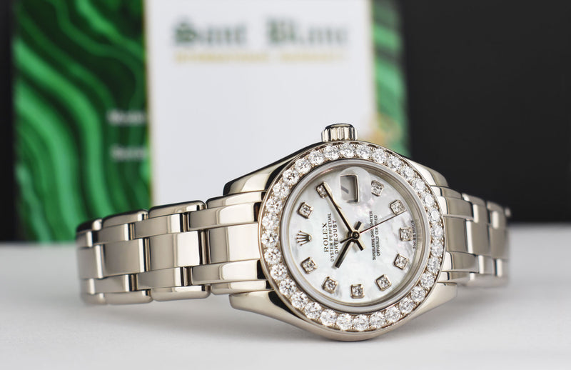 ROLEX Rehaut 29mm 18kt White Gold Masterpiece Mother of Pearl Diamond Model 80299