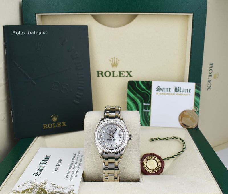 ROLEX Rehaut 29mm 18kt White Gold Masterpiece Mother of Pearl Diamond Model 80299