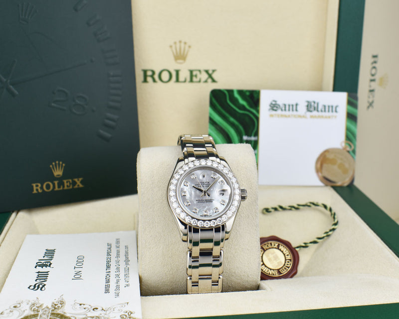 ROLEX Rehaut 29mm 18kt White Gold Masterpiece Mother of Pearl Diamond Model 80299