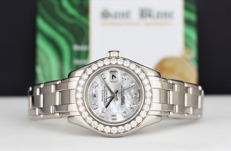 ROLEX Rehaut 29mm 18kt White Gold Masterpiece Mother of Pearl Diamond Model 80299