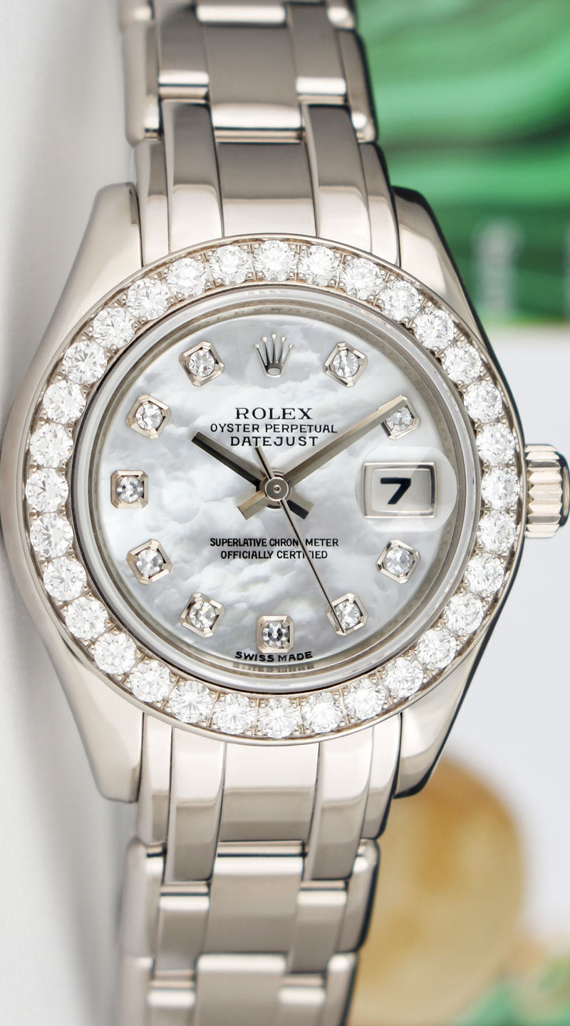 ROLEX Rehaut 29mm 18kt White Gold Masterpiece Mother of Pearl Diamond Model 80299