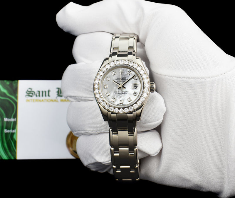 ROLEX Rehaut 29mm 18kt White Gold Masterpiece Mother of Pearl Diamond Model 80299