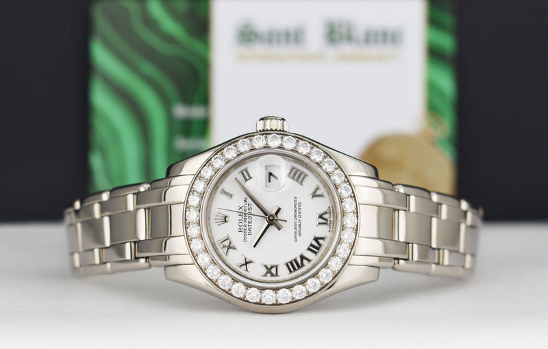 ROLEX Rehaut 29mm 18kt White Gold Masterpiece White Bold Roman Model 80299