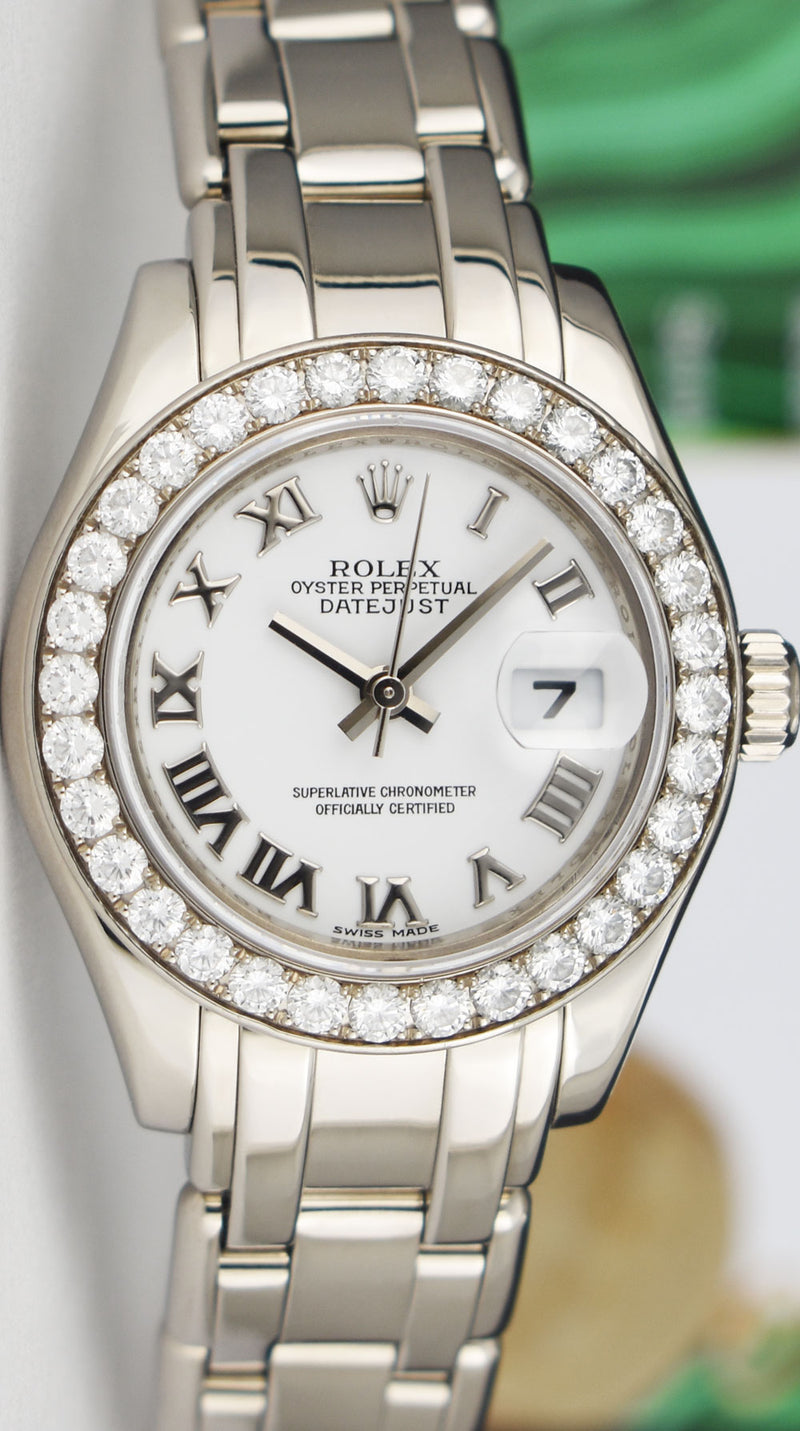 ROLEX Rehaut 29mm 18kt White Gold Masterpiece White Bold Roman Model 80299