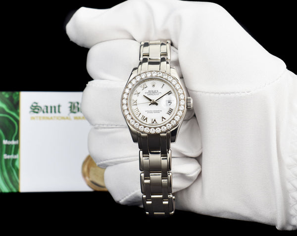 ROLEX Rehaut 29mm 18kt White Gold Masterpiece White Bold Roman Model 80299