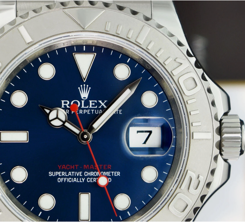 ROLEX Mens 40mm Platinum & Stainless Steel YachtMaster Blue Dial Model 116622