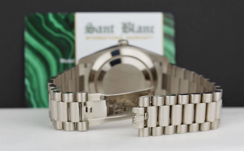 ROLEX White Gold Day Date President Green Roman Dial Model 228239