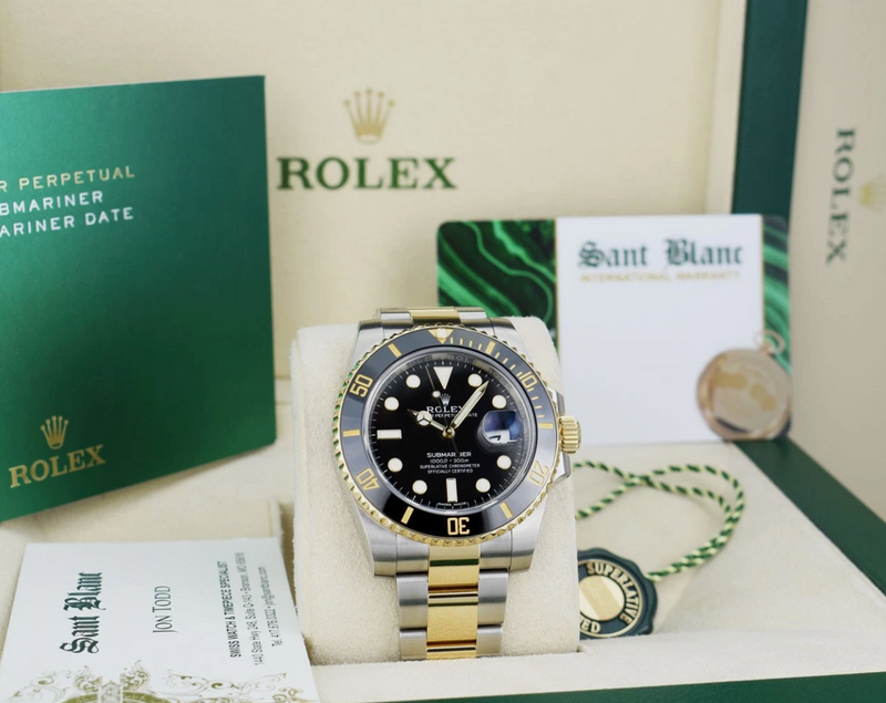ROLEX 18kt Gold & Stainless Steel Submariner Black Dial Model 116613LN*
