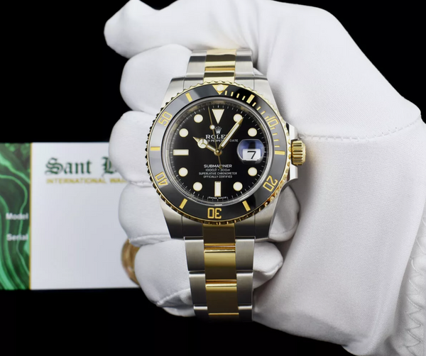 ROLEX 18kt Gold & Stainless Steel Submariner Black Dial Model 116613LN