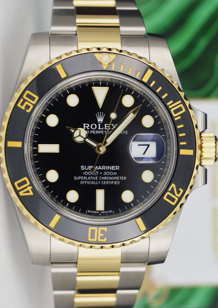 ROLEX 18kt Gold & Stainless Steel Submariner Black Dial Model 116613LN*