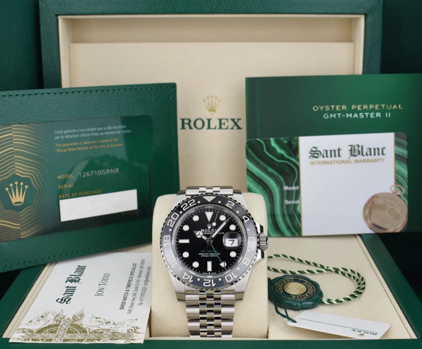 ROLEX Unworn Stainless Steel GMT Master II Bruce Wayne 2025 Card Model 126710 GRNR