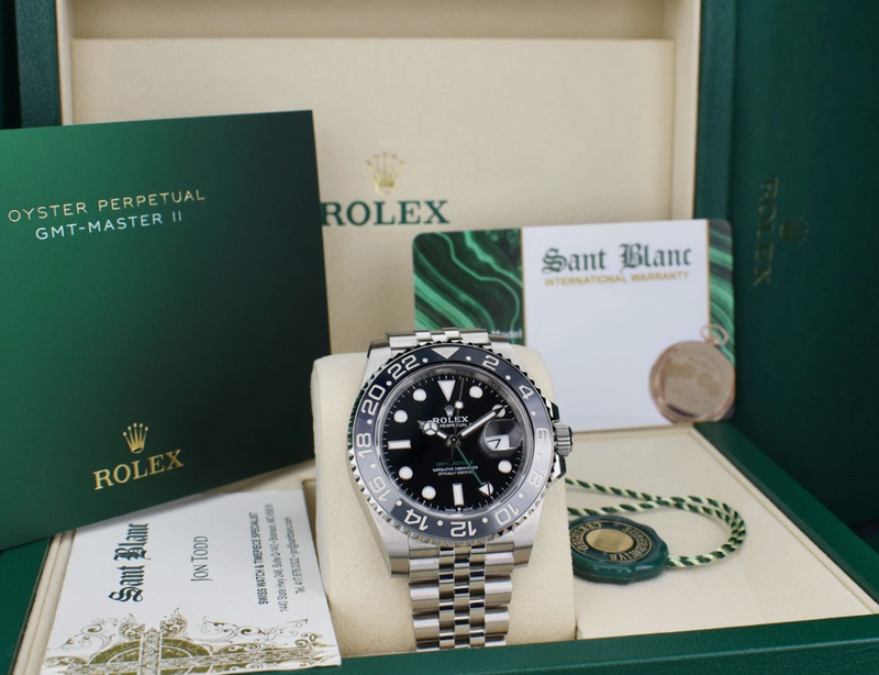 ROLEX Unworn Stainless Steel GMT Master II Bruce Wayne Card Model 126710 GRNR
