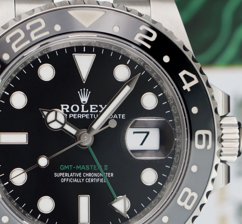 ROLEX Unworn Stainless Steel GMT Master II Bruce Wayne Card Model 126710 GRNR