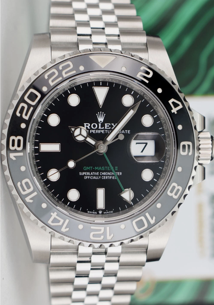 ROLEX New Stainless GMT Master II Bruce Wayne Card Model 126710 GRNR