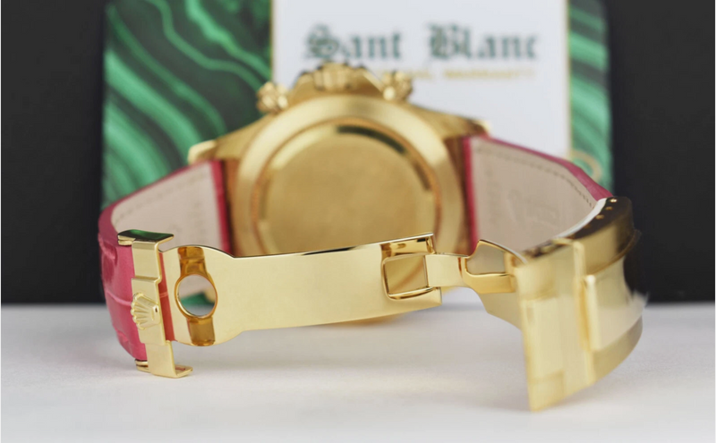 ROLEX 18kt Gold Daytona Mother of Pearl Diamond Custom Pink Baguette Bezel Model 16518