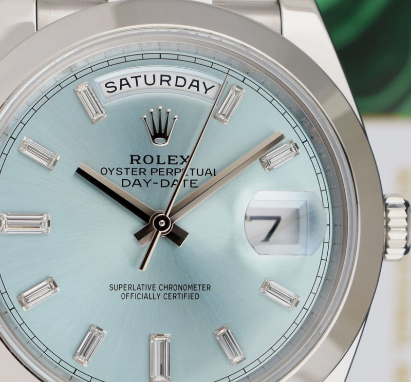 ROLEX Platinum Day Date 40 President Ice Blue Diamond w/ Card Model 228206*