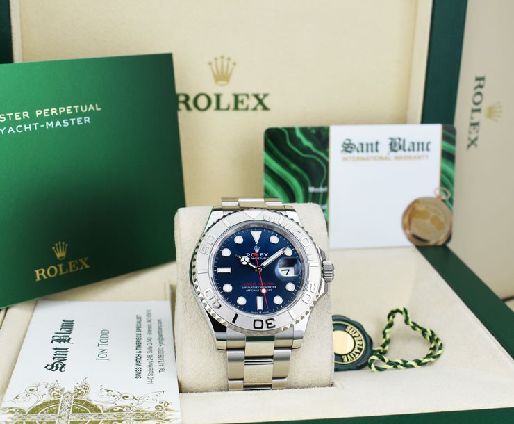 ROLEX - 40mm Platinum & SS YachtMaster Blue Dial 2023 CARD 126622