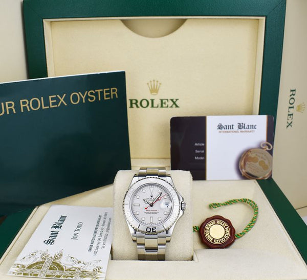 ROLEX 35mm Platinum & Stainless Steel Yachmaster Platinum Dial 168622