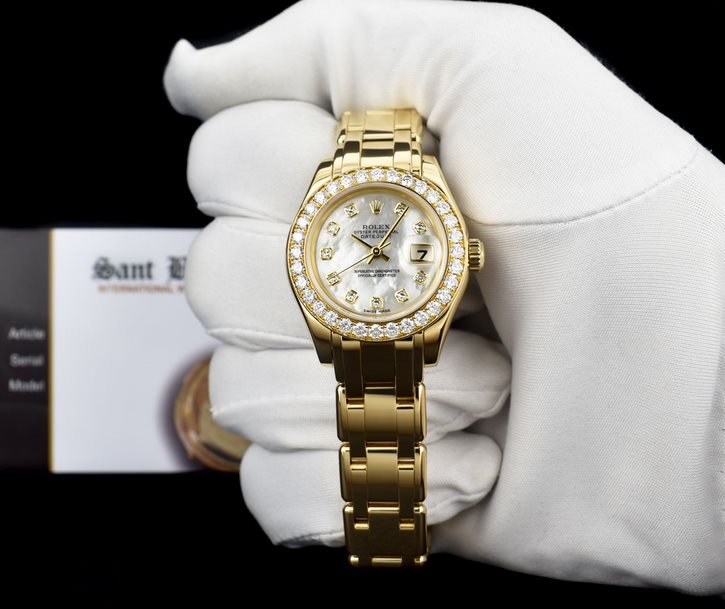 ROLEX - Ladies 18kt Gold PearlMaster Masterpiece MOP Diamond 80298
