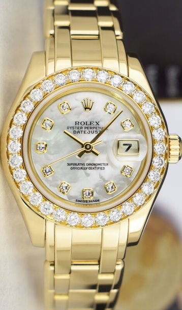 ROLEX - Ladies 18kt Gold PearlMaster Masterpiece MOP Diamond 80298