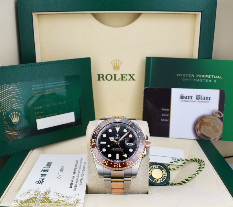 ROLEX 18kt Rose Gold Stainless Steel GMT Master II Root Beer