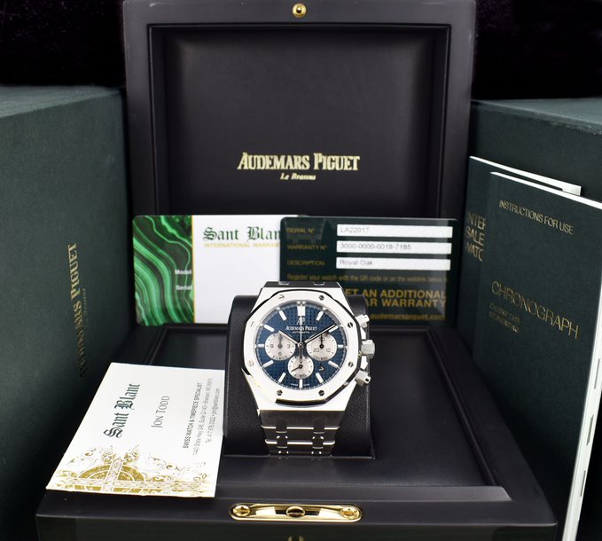 AUDEMARS PIGUET 41mm Stainless Steel Royal Oak Chronograph Blue Dial Model 26331ST