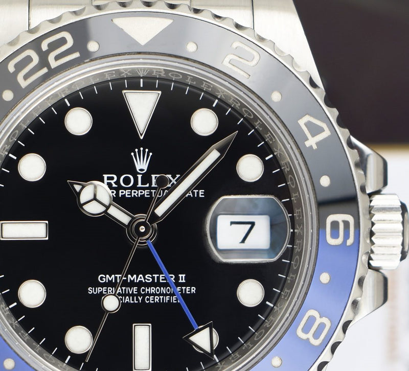 ROLEX Stainless Steel GMT Master II Blue & Black "Batman" Model 116710 BLNR