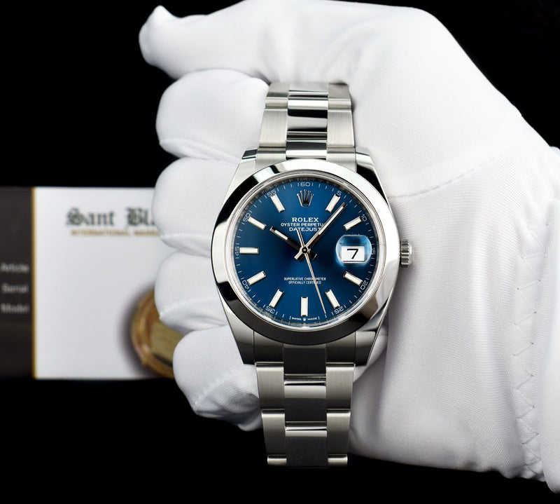 ROLEX 41mm Stainless Steel DateJust 41 Blue Index Dial Model 126300