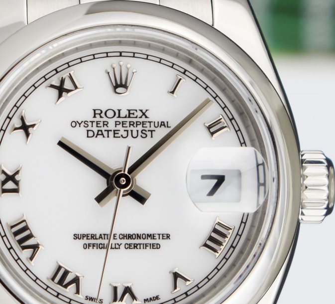 ROLEX - Ladies SS DateJust 26mm White Roman Dial w/ PAPERS 179160
