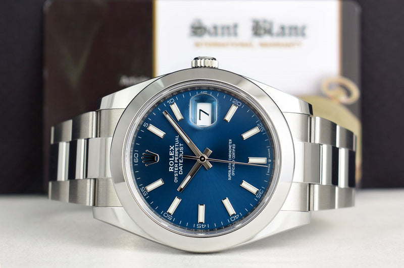 ROLEX 41mm Stainless Steel DateJust 41 Blue Index Dial Model 126300