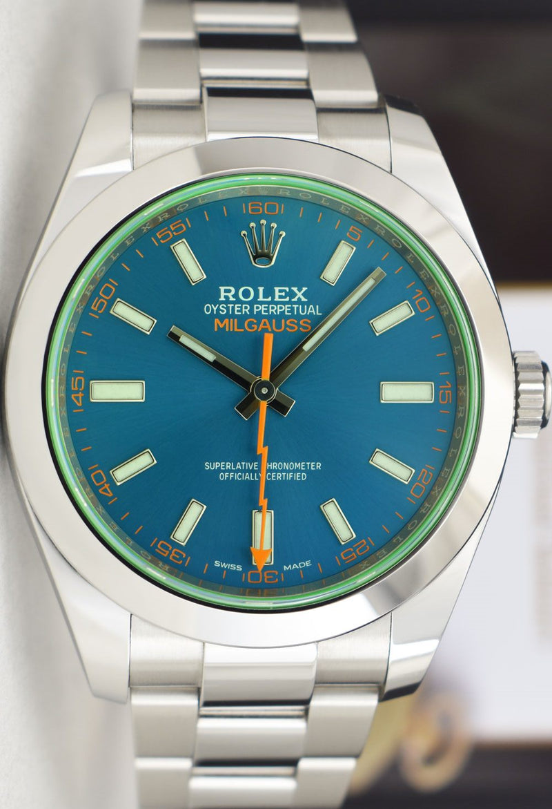 ROLEX 2020 40mm Stainless Steel Milgauss Blue Z Dial with Card Model 116400GV