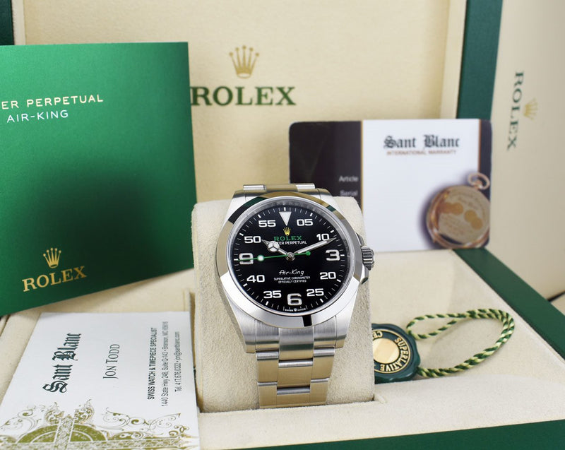 ROLEX 2022 40mm Stainless Steel Air King Black Dial Box & Card Model 126900
