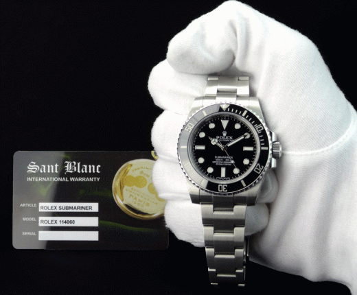 ROLEX 40mm Mens Stainless Steel Submariner Black Ceramic Bezel Dial Mo Sant Blanc