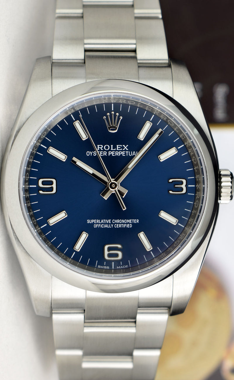 ROLEX 36mm Stainless Steel Oyster Perpetual Blue Arabic Model 116000