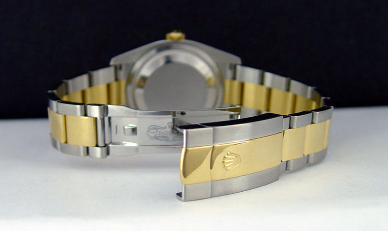 ROLEX 18kt Gold & Stainless Steel 36mm DateJust Silver Diamond Model 116233