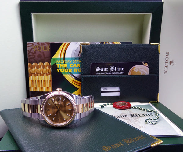 ROLEX Rehaut 18kt Gold & Stainless Steel DateJust 36mm Champagne Index Model 116233